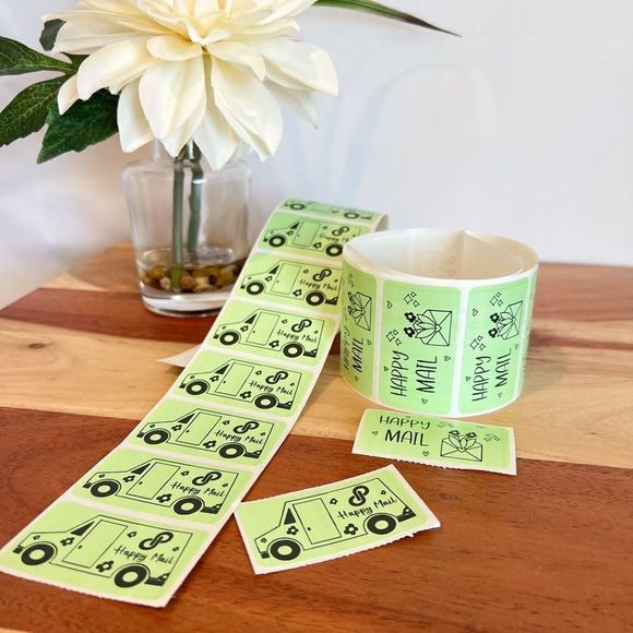 ‎💚150 Happy Mail/Thank you Stickers - Picture 1 of 3